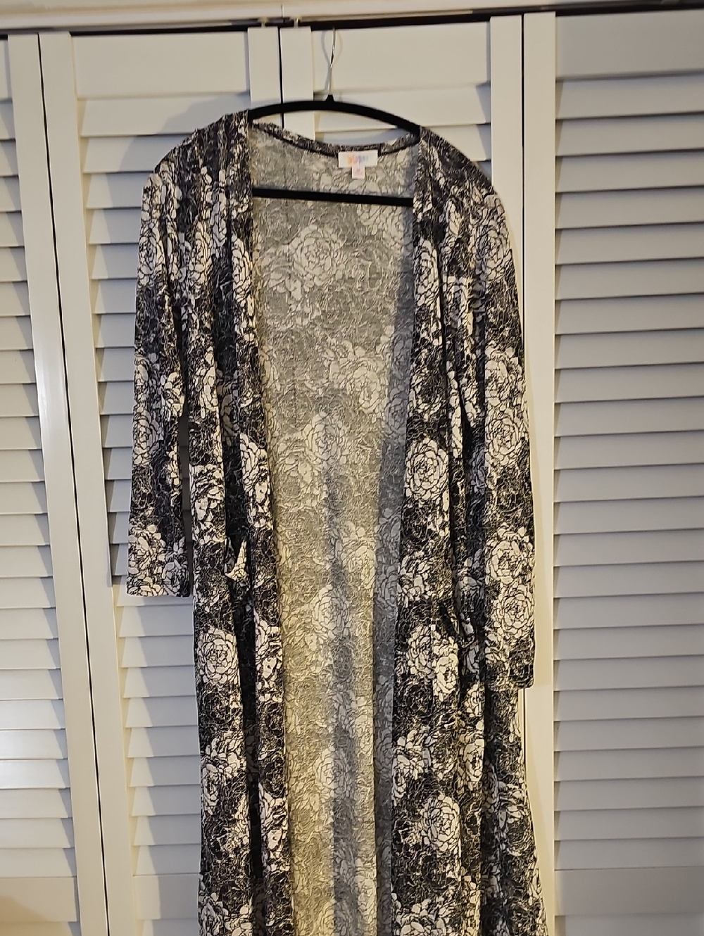 LulaRoe Black & White Floral Duster Cardigan